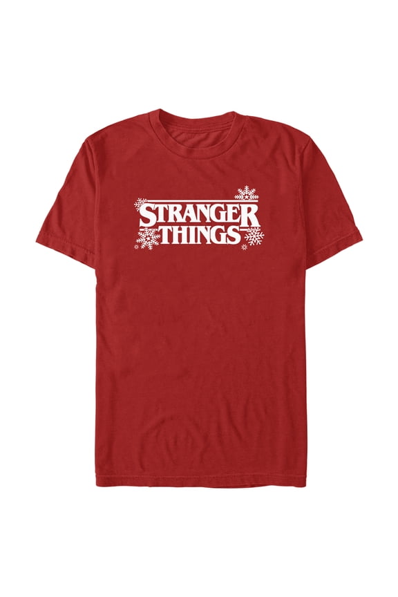 Netflix Men's Stranger Things Christmas Snowflakes Logo Graphic T-Shirt