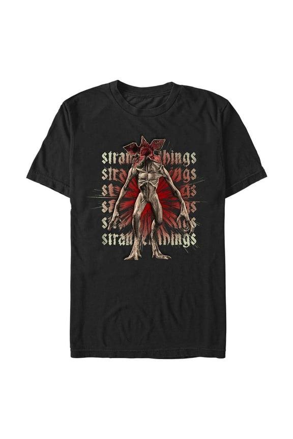 Netflix Men's Stranger Things Demogorgon Monster Logo Stacked Graphic T-Shirt