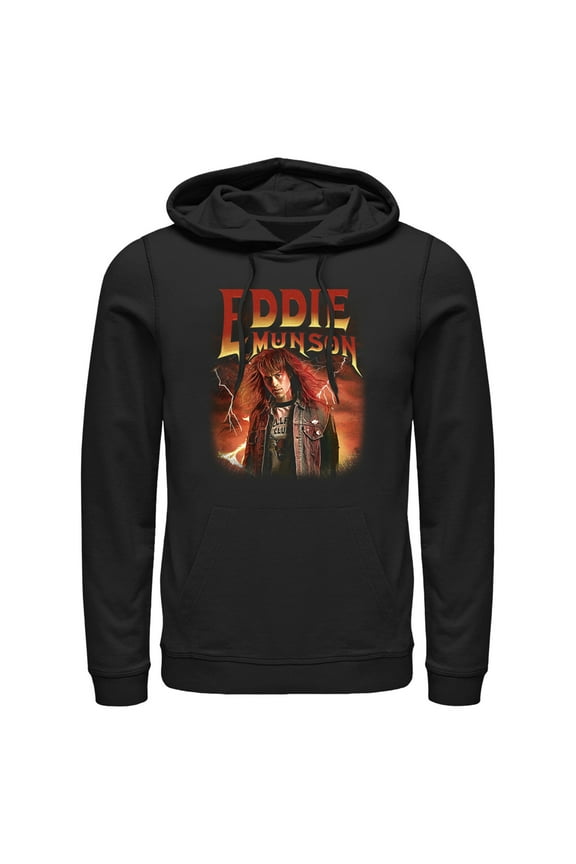 Netflix Men's Stranger Things Eddie Munson Metalhead Pull Over Hoodie Black 3X Large