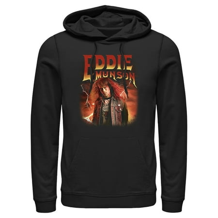 Netflix Men's Stranger Things Eddie Munson Metalhead Pull Over Hoodie Black Small