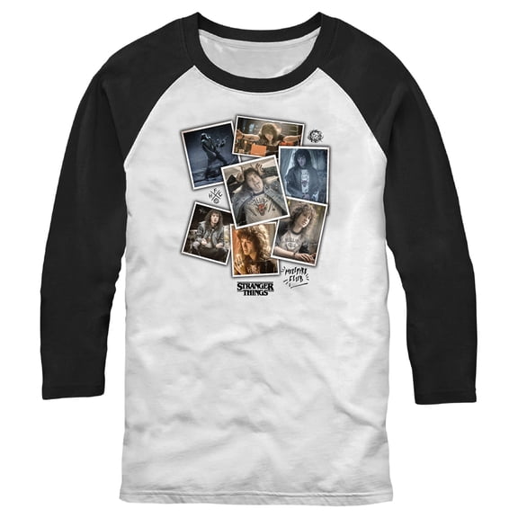 Netflix Men's Stranger Things Eddie Munson Photo Dump Baseball Graphic T-Shirt