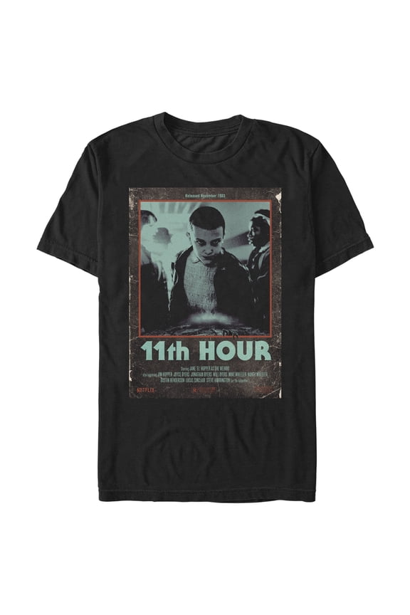 Netflix Men's Stranger Things Eleven 11th Hour Retro VHS Cover Graphic T-Shirt