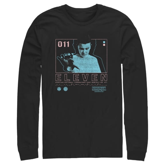 Netflix Men's Stranger Things Eleven Boxed Up Long Sleeve Shirt Black Large