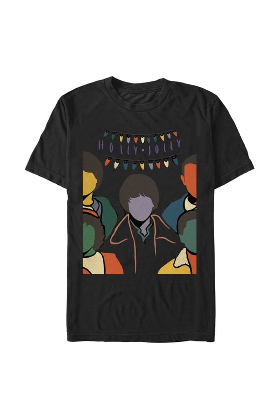 Netflix Men's Stranger Things Faceless Gang Holly Jolly Graphic T-Shirt