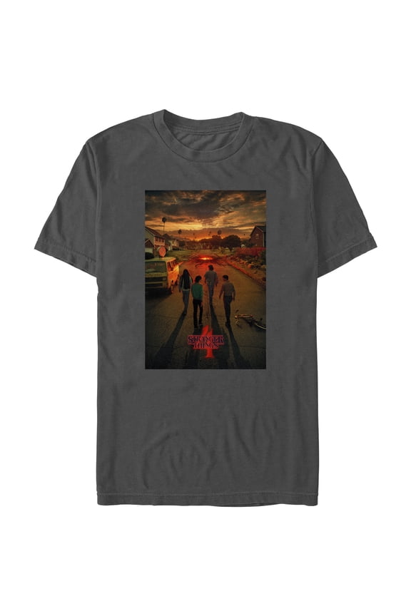 Netflix Men's Stranger Things Four Friends Rift Apocalypse Poster Graphic T-Shirt