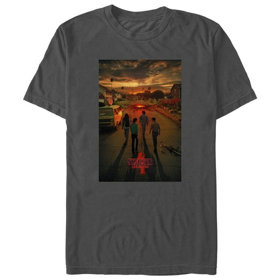 Netflix Men's Stranger Things Four Friends Rift Apocalypse Poster Graphic T-Shirt