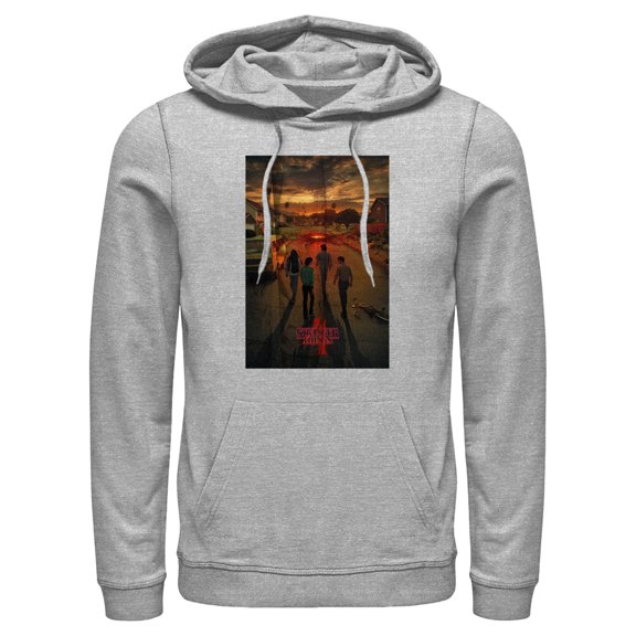 Netflix Men's Stranger Things Four Friends Rift Apocalypse Poster Pull Over Hoodie Athletic Heather Small