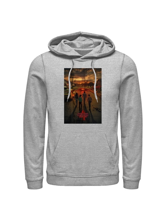Netflix Men's Stranger Things Four Friends Rift Apocalypse Poster Pull Over Hoodie Athletic Heather Small