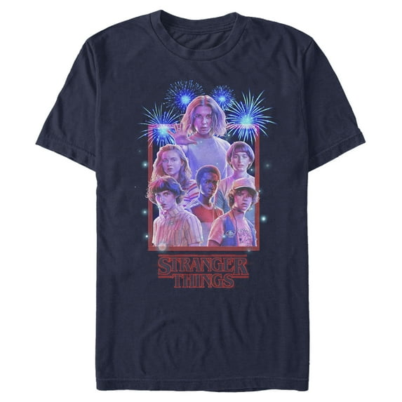 Netflix Men's Stranger Things Fourth of July Character Frame Graphic T-Shirt