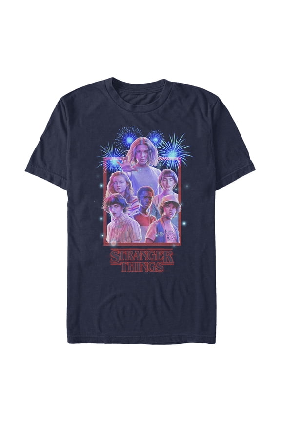 Netflix Men's Stranger Things Fourth of July Character Frame Graphic T-Shirt