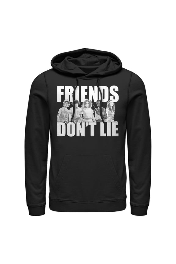 Netflix Men's Stranger Things Friends Don't Lie Character Pose Pull Over Hoodie Black Small