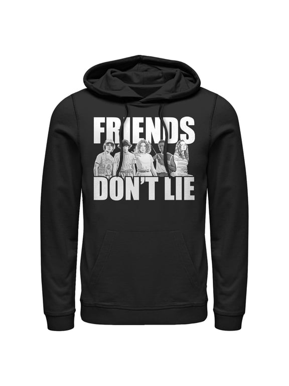 Netflix Men's Stranger Things Friends Don't Lie Character Pose Pull Over Hoodie Black Small