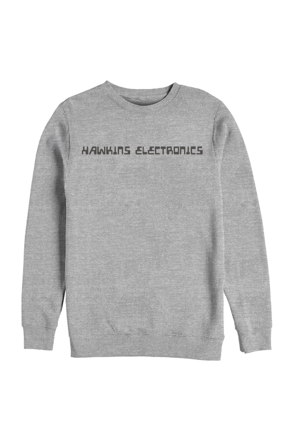 Netflix Men's Stranger Things Hawkins Electronics Logo Sweatshirt Athletic Heather Medium