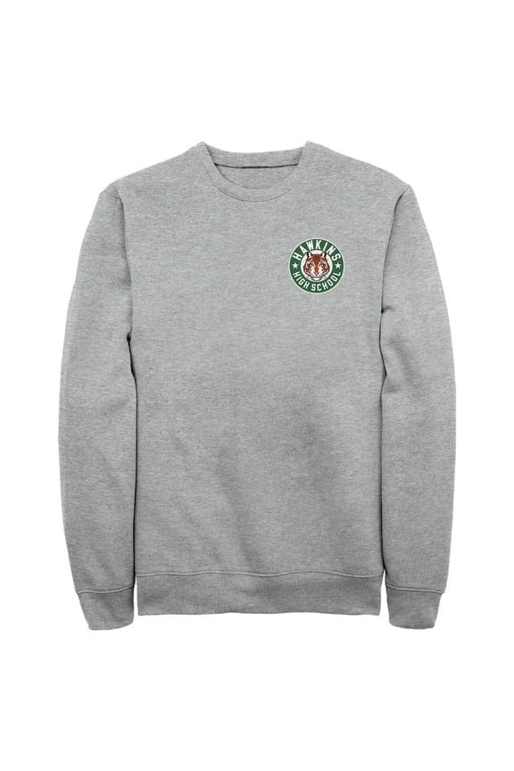 Netflix Men's Stranger Things Hawkins High School Embroidered Tiger Logo Sweatshirt Athletic Heather 2X Large