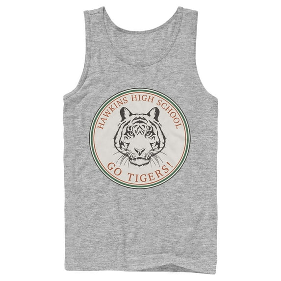 Netflix Men's Stranger Things Hawkins High School Go Tigers Tank Top Athletic Heather Small