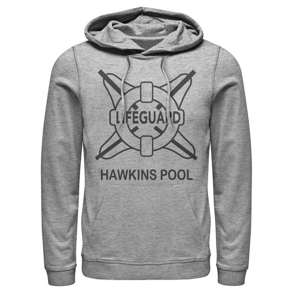 Netflix Men's Stranger Things Hawkins Lifeguard Pull Over Hoodie Athletic Heather X Large