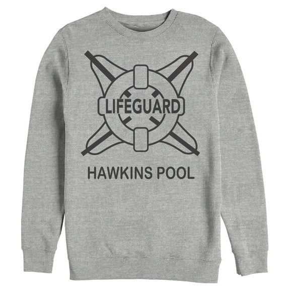 Netflix Men's Stranger Things Hawkins Lifeguard Sweatshirt Athletic Heather 2X Large