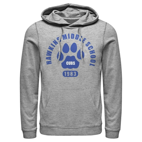 Netflix Men's Stranger Things Hawkins Middle School Cubs 1983 Pull Over Hoodie Athletic Heather 2X Large
