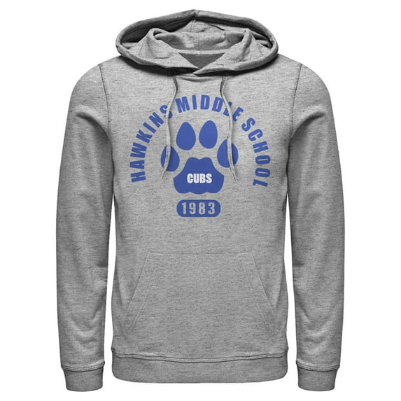 Netflix Men's Stranger Things Hawkins Middle School Cubs 1983 Pull Over Hoodie Athletic Heather 3X Large