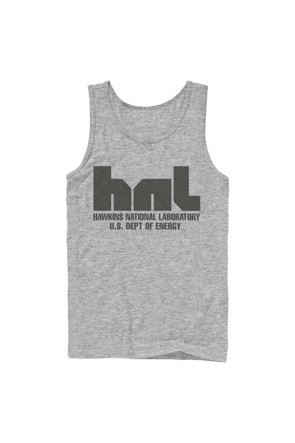 Netflix Men's Stranger Things Hawkins National Lab Logo Tank Top Athletic Heather Large