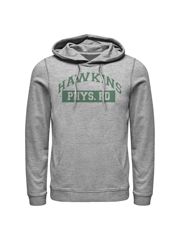 Netflix Men's Stranger Things Hawkins Phys. Ed Costume Pull Over Hoodie Athletic Heather 2X Large