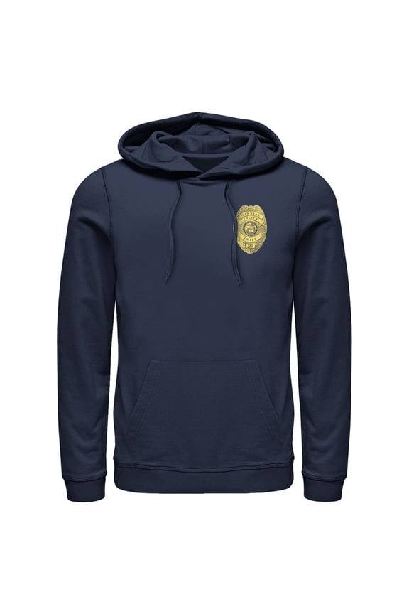 Netflix Men's Stranger Things Hawkins Police Badge Costume Pull Over Hoodie Navy Blue X Large