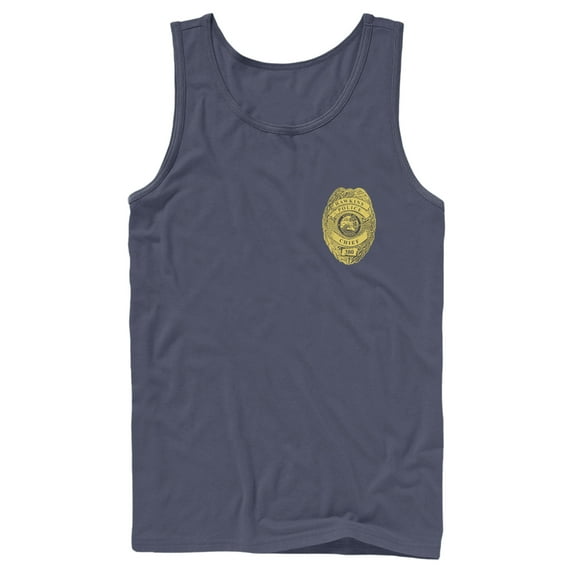 Netflix Men's Stranger Things Hawkins Police Badge Costume Tank Top Navy Blue Medium