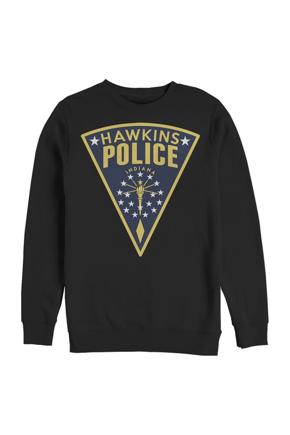 Netflix Men's Stranger Things Hawkins Police Crest Sweatshirt Black Small