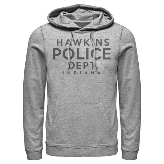 Netflix Men's Stranger Things Hawkins Police Department Pull Over Hoodie Athletic Heather 3X Large