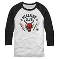 thumbnail image 1 of Netflix Men's Stranger Things Hellfire Club Costume Baseball Graphic T-Shirt, 1 of 8