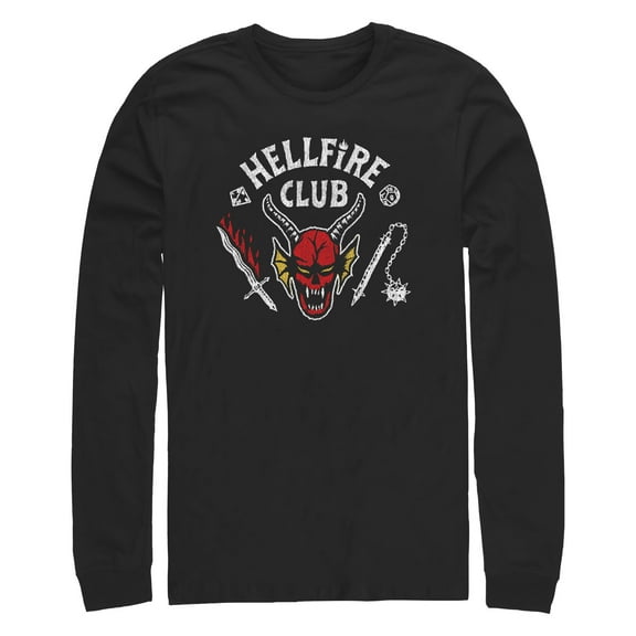 Netflix Men's Stranger Things Hellfire Club Costume Long Sleeve Shirt Black Large