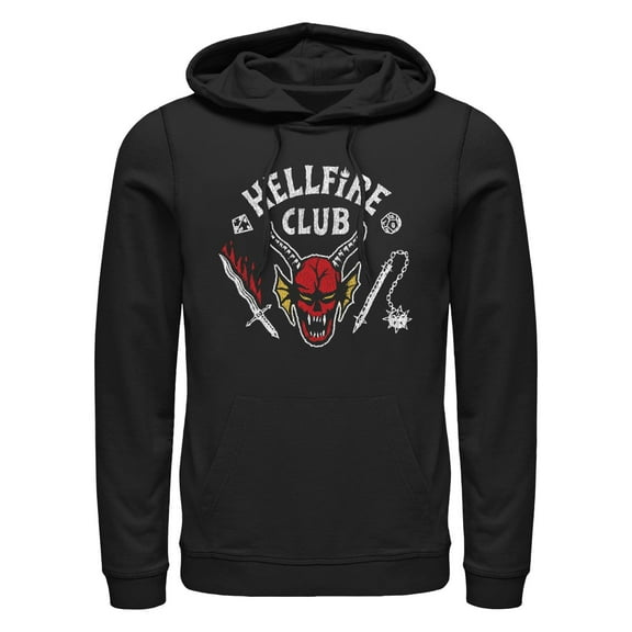Netflix Men's Stranger Things Hellfire Club Costume Pull Over Hoodie Black Medium