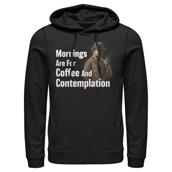 Netflix Men's Stranger Things Hopper Coffee and Contemplation Pull Over Hoodie Black Large