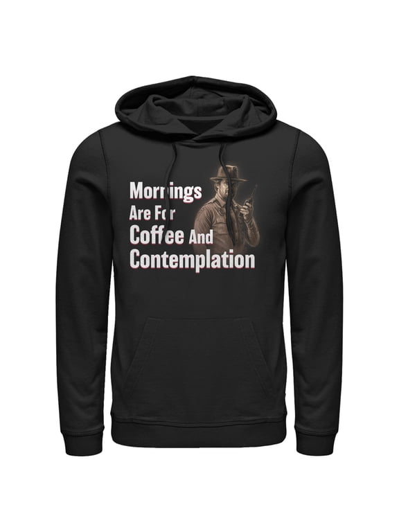 Netflix Men's Stranger Things Hopper Coffee and Contemplation Pull Over Hoodie Black Medium