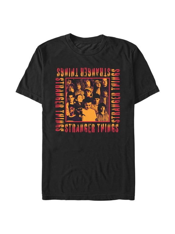 Netflix Men's Stranger Things Orange Group Shot Boxed Up Graphic T-Shirt