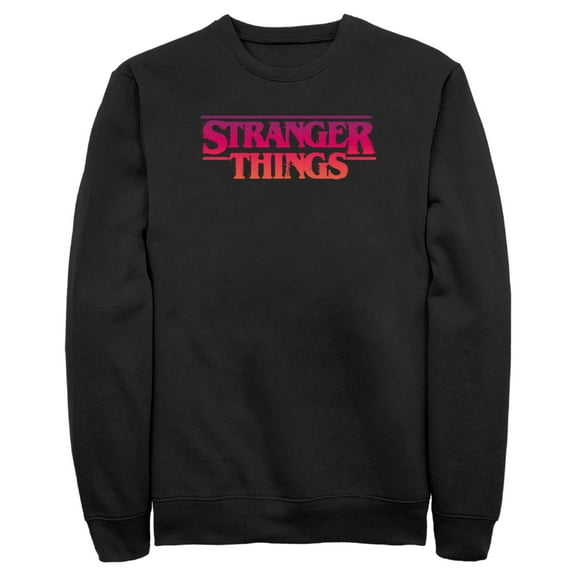 Netflix Men's Stranger Things Pink Logo Sweatshirt Black Large