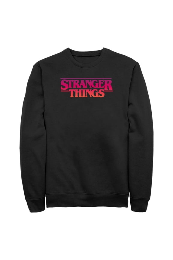 Netflix Men's Stranger Things Pink Logo Sweatshirt Black Large