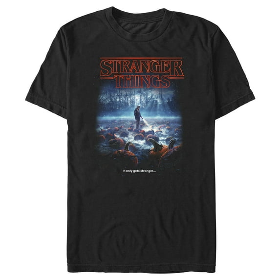 Netflix Men's Stranger Things Pumpkin Patch It Only Gets Stranger Graphic T-Shirt