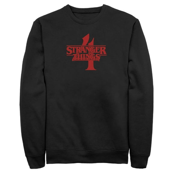 Netflix Men's Stranger Things Red Logo 4 Sweatshirt Black 2X Large