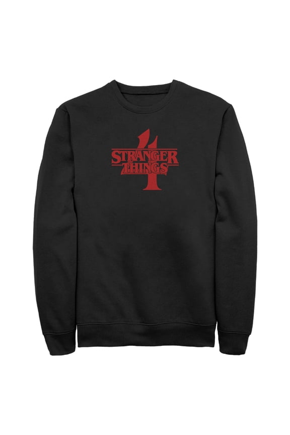Netflix Men's Stranger Things Red Logo 4 Sweatshirt Black 3X Large