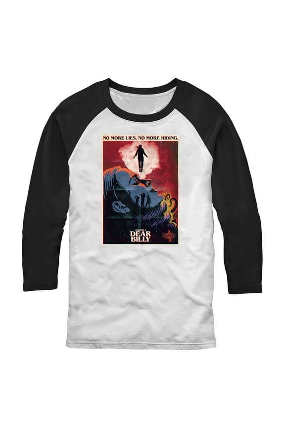 Netflix Men's Stranger Things Retro Dear Billy Poster Baseball Graphic T-Shirt
