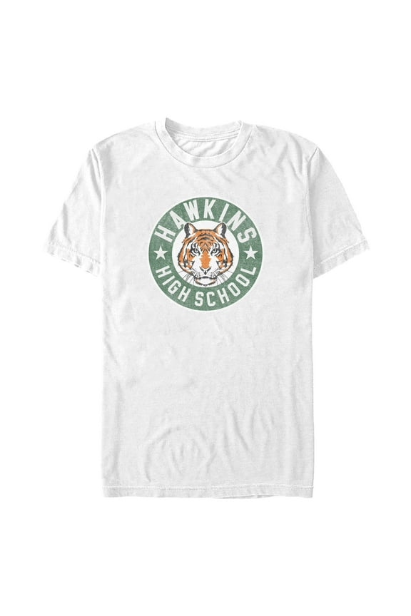 Netflix Men's Stranger Things Retro Hawkins High School Tiger Mascot Graphic T-Shirt