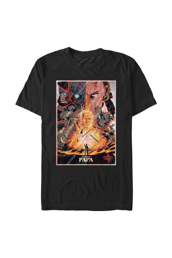 Netflix Men's Stranger Things Retro Papa Poster Graphic T-Shirt