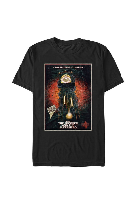 Netflix Men's Stranger Things Retro The Monster and The Superhero Poster Graphic T-Shirt