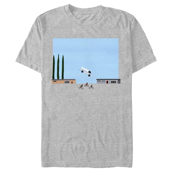 Netflix Men's Stranger Things Runaway Flying Van Scene Graphic T-Shirt
