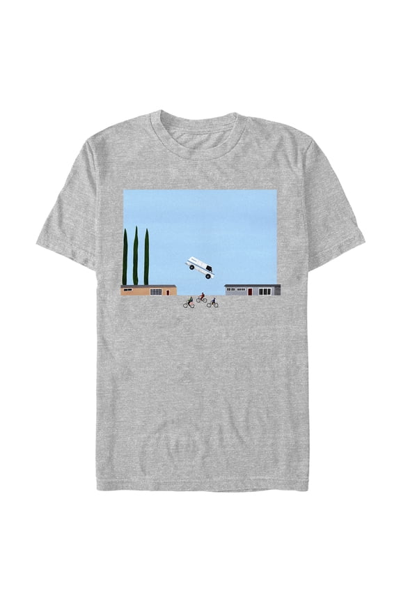 Netflix Men's Stranger Things Runaway Flying Van Scene Graphic T-Shirt