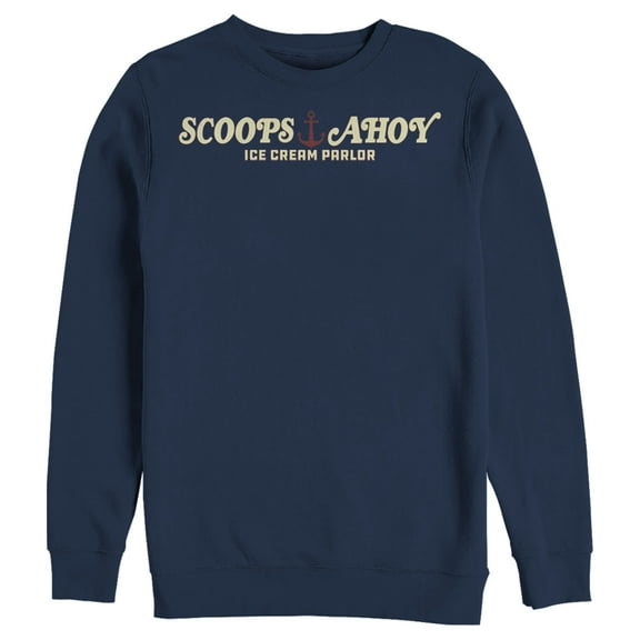 Netflix Men's Stranger Things Scoops Ahoy Nautical Logo Sweatshirt Navy Blue 2X Large