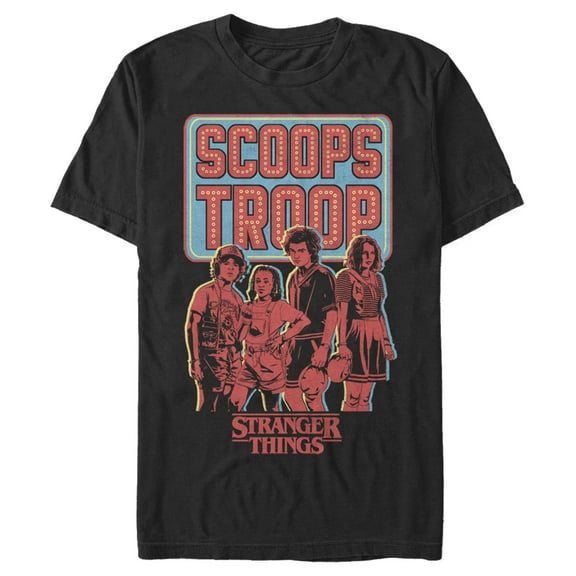 Netflix Men's Stranger Things Scoops Troop Character Pose Graphic T-Shirt