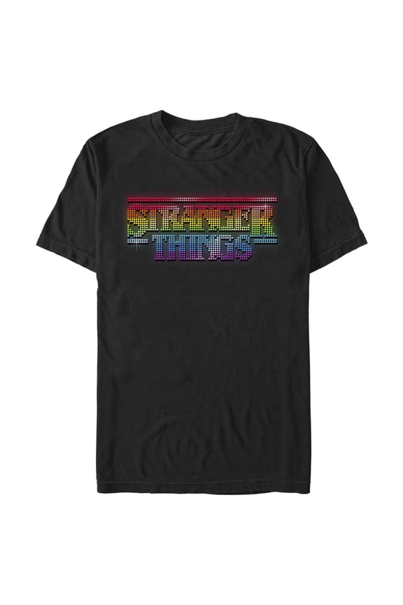 Netflix Men's Stranger Things Sparkling Rainbow Logo Graphic T-Shirt