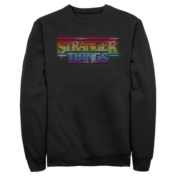 Netflix Men's Stranger Things Sparkling Rainbow Logo Sweatshirt Black 2X Large